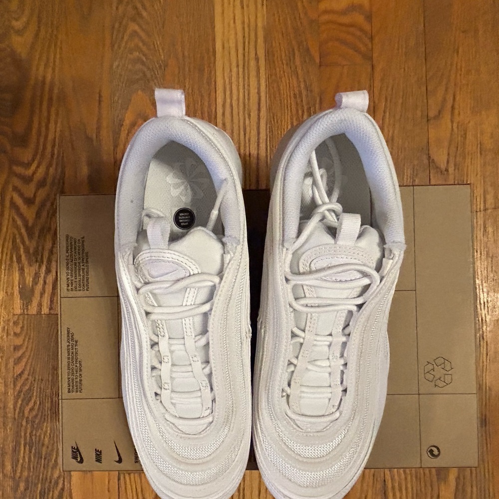 Nike Women’s Air Max 97 Triple White Training Sneaker - Picture 4 of 5